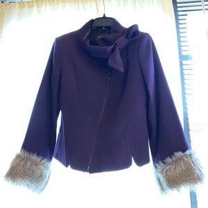 Herry Purple Coat with Scarf Nwt